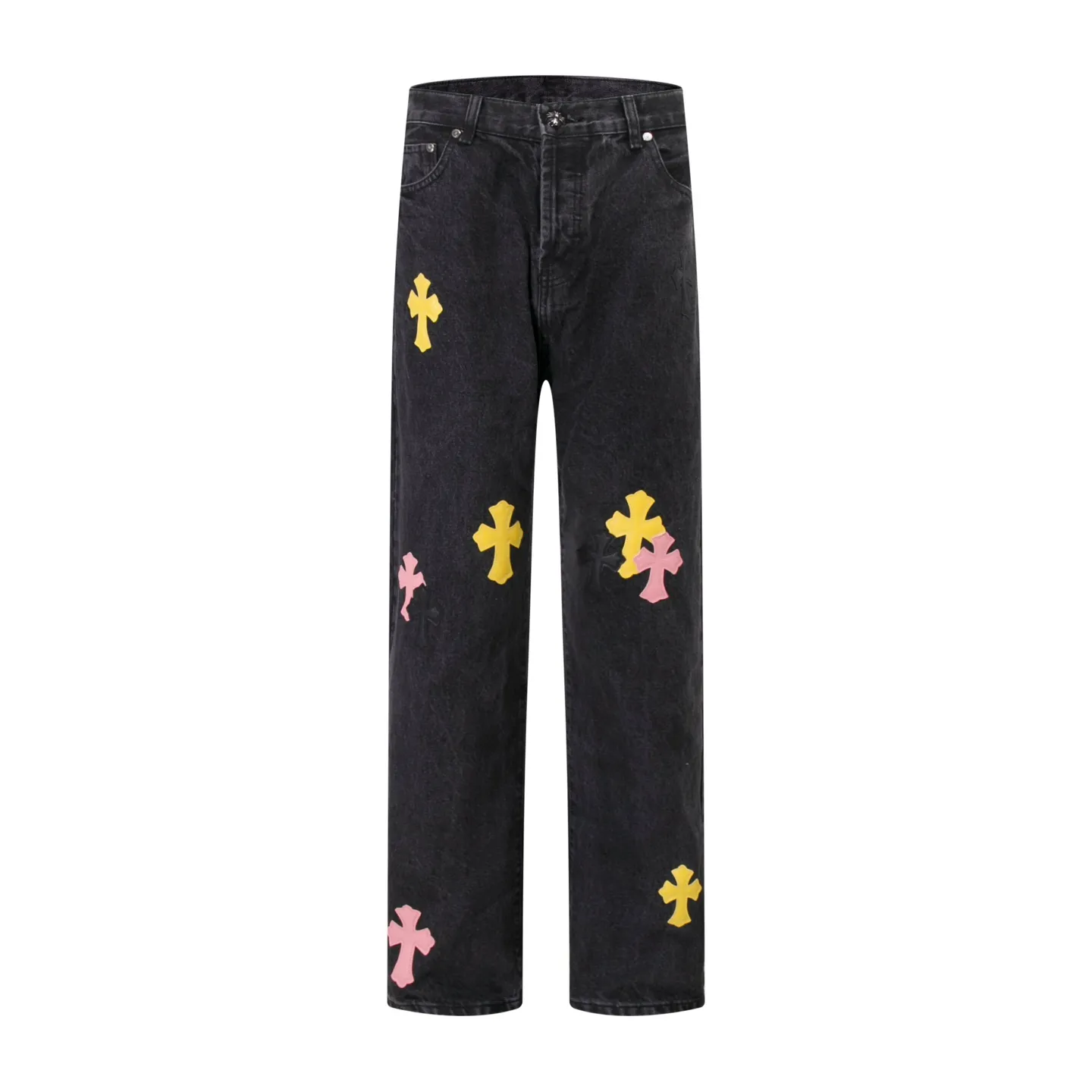 P260 Style number: H75 Croxin & 𝐂𝐡𝐫𝐨𝐦𝐞 𝐇𝐞𝐚𝐫𝐭 ss25 black leather Sanskrit fine jeans. Styles with different wash textures are very friendly to people with thin legs. The slightly flared version perfectly modifies the leg shape. The timeless and moderate length makes it easy to match and match. It is the basis for various styles and is a must-have in your wardrobe! The fabric is stiff but also makes the upper body soft without losing texture. The washing process is even more perfect. It is a must-have item for everyone! ! ! Washed wheat, hang tag, pants label, three labels complete Color: black Size: 28-30-32-34-36